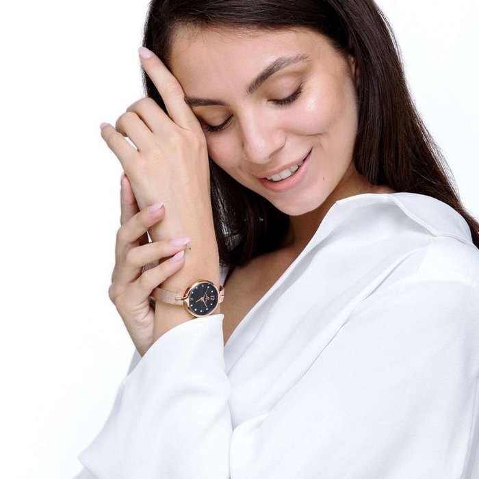 Watch with rose steel case