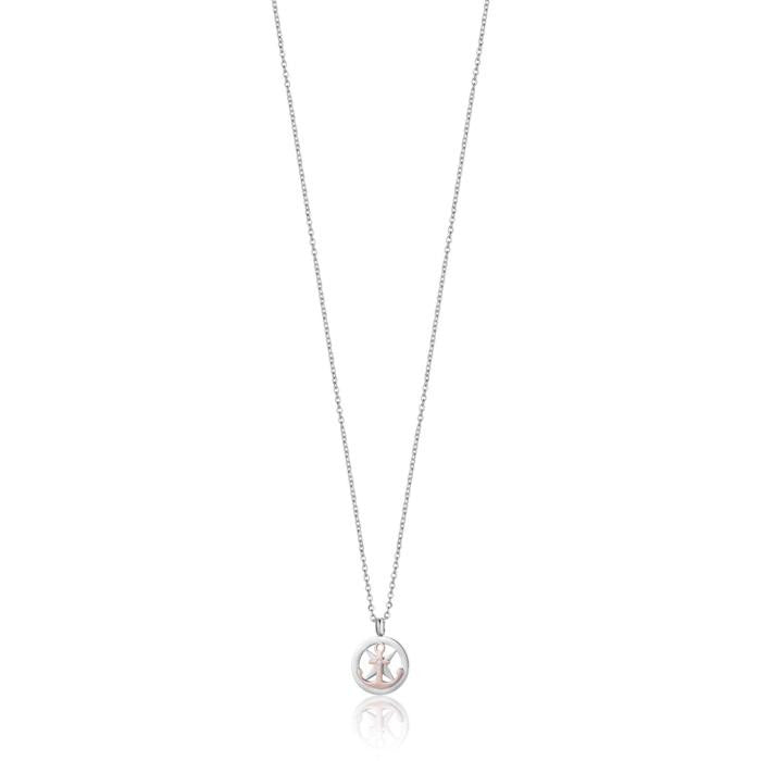 Steel necklace with rose gold anchor