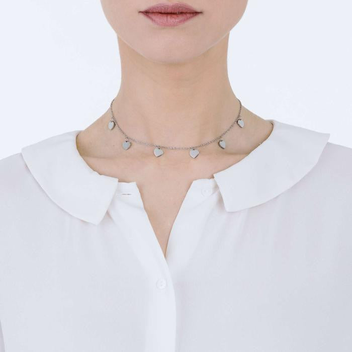 Steel Necklace With Hearts