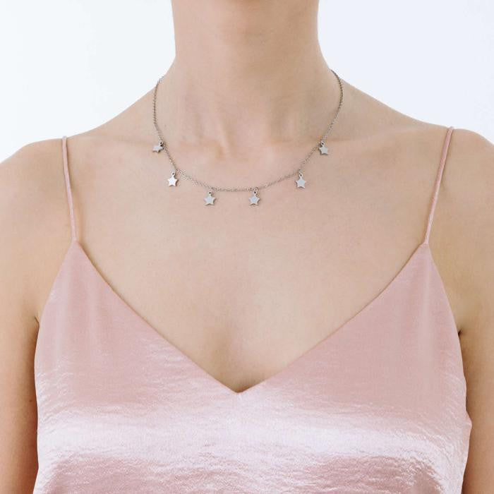 Steel Necklace With Stars