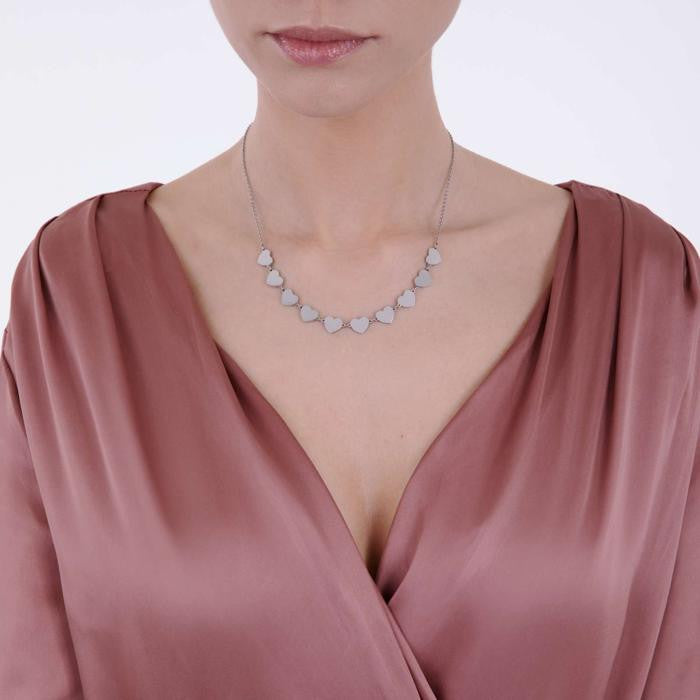 Steel Necklace With Hearts