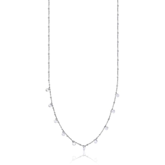 Steel Necklace With White Crystals
