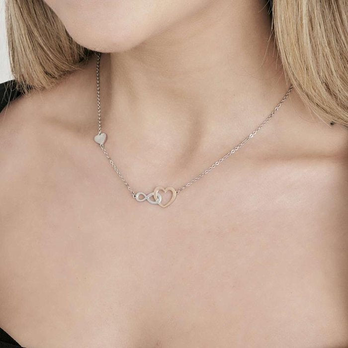 Steel necklace with heart and infinity
