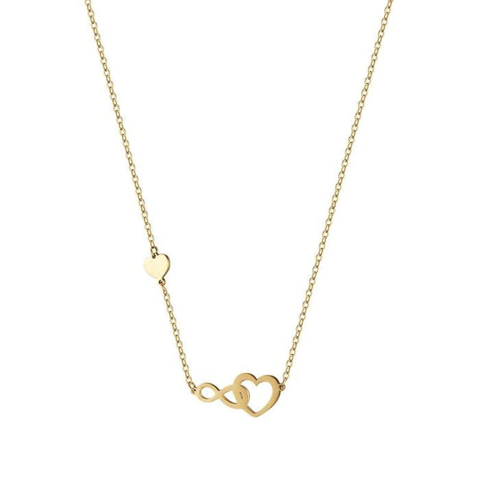 Collana in acciaio ip gold con cuore ed infinito