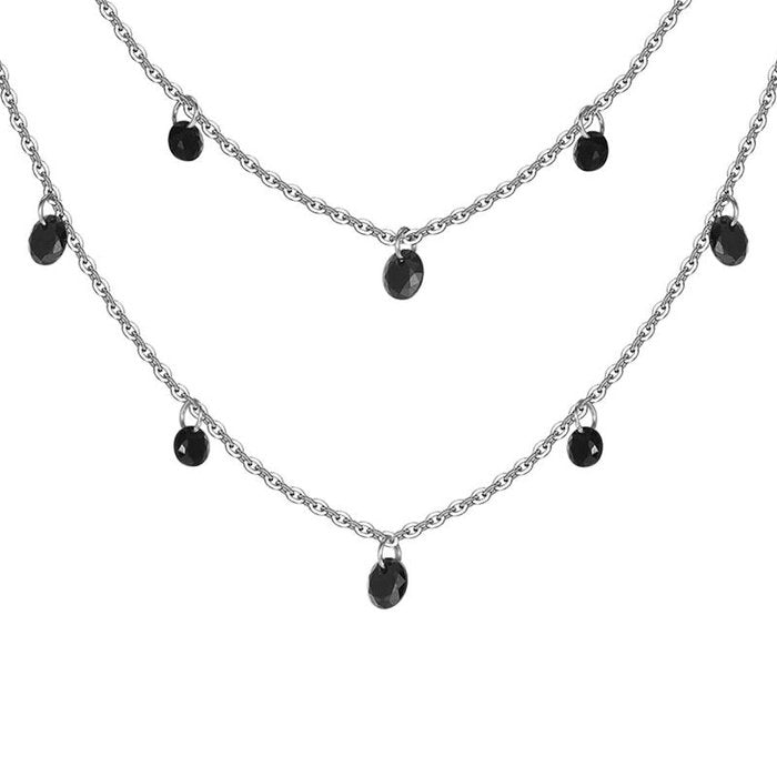 Collana in acciaio con cristalli neri