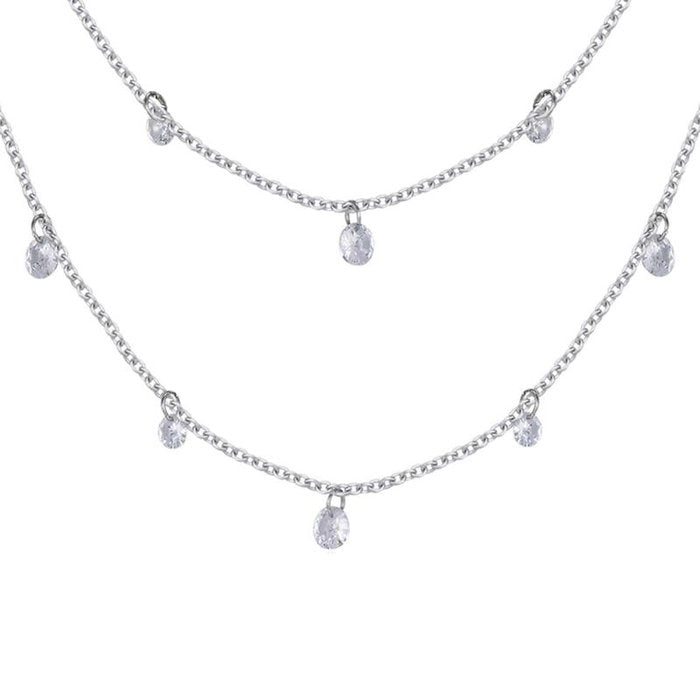 Collana in acciaio con cristalli bianchi