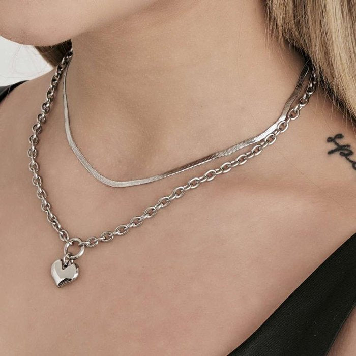 Steel necklace with heart