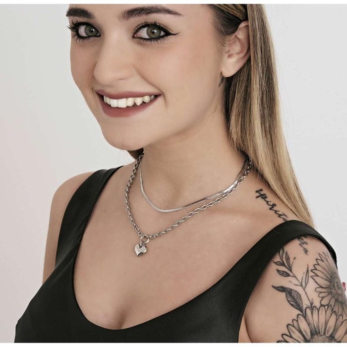 Steel necklace with heart