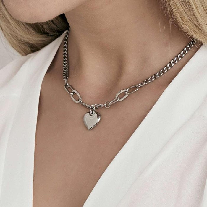 Steel necklace with heart