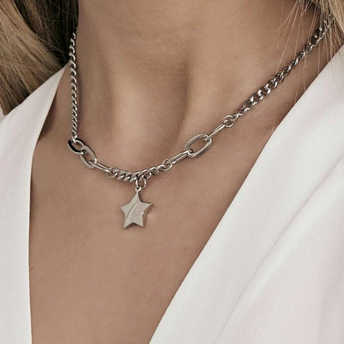 Steel necklace with star