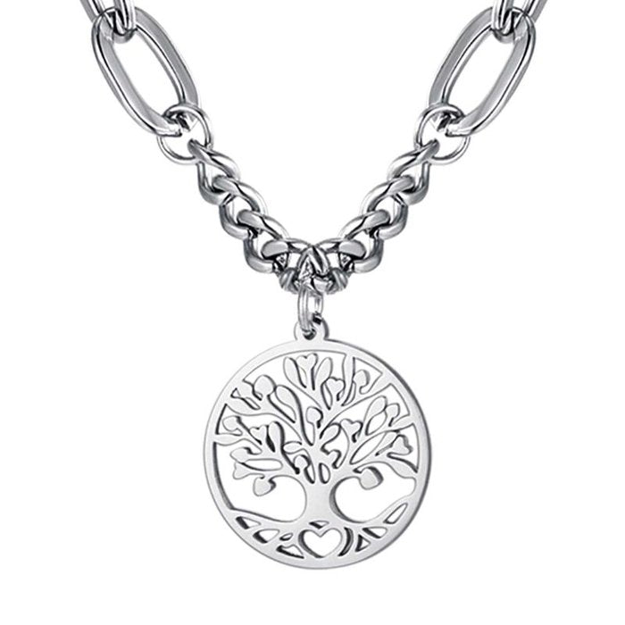 Steel necklace with tree of life