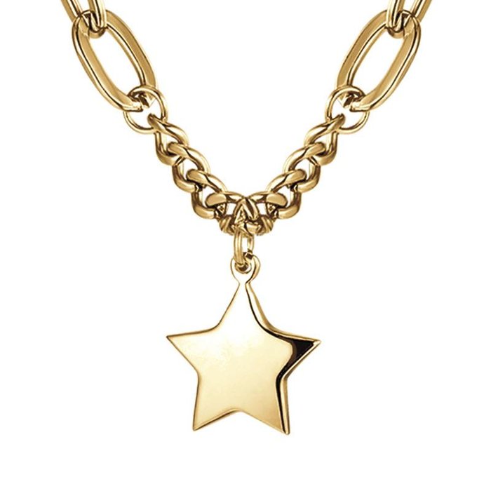 Collana in acciaio ip gold con stella