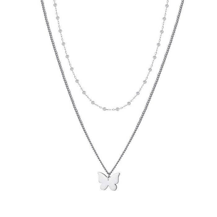 Steel necklace with butterfly