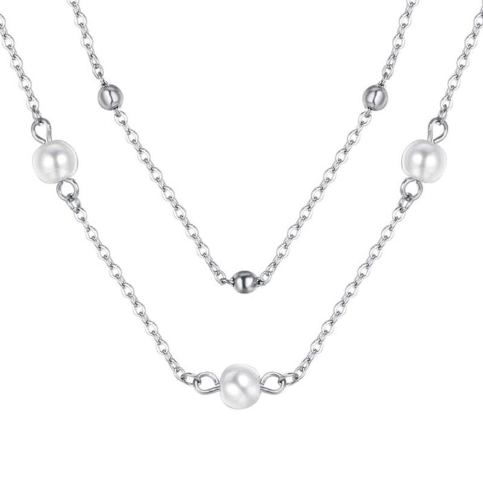 Collana in acciaio con perle