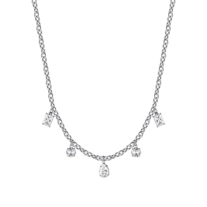 Steel necklace with crystals