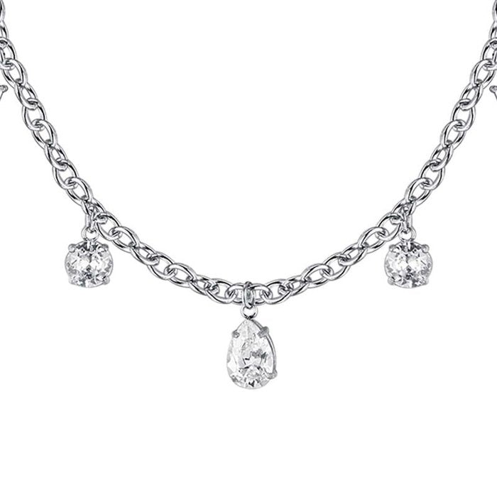 Steel necklace with crystals