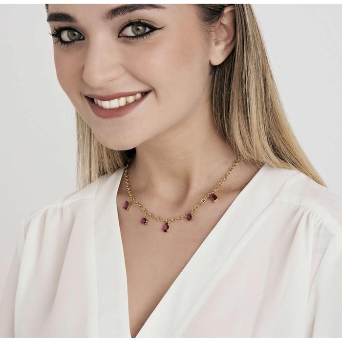 Collana in acciaio ip gold con cristalli