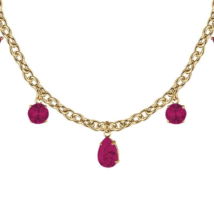 IP gold steel necklace with crystals