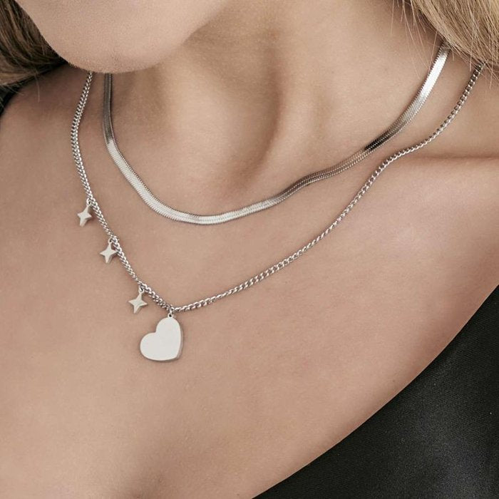 Steel necklace with heart