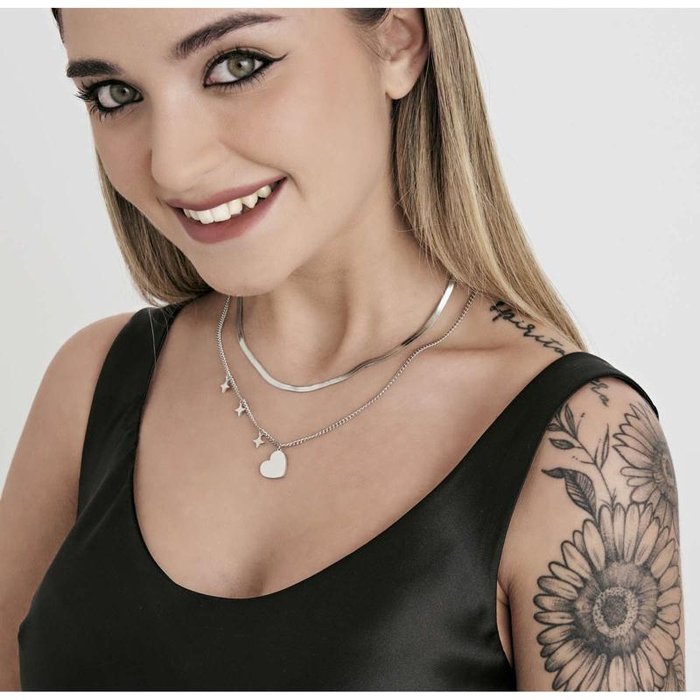 Steel necklace with heart