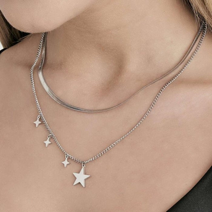 Steel necklace with star