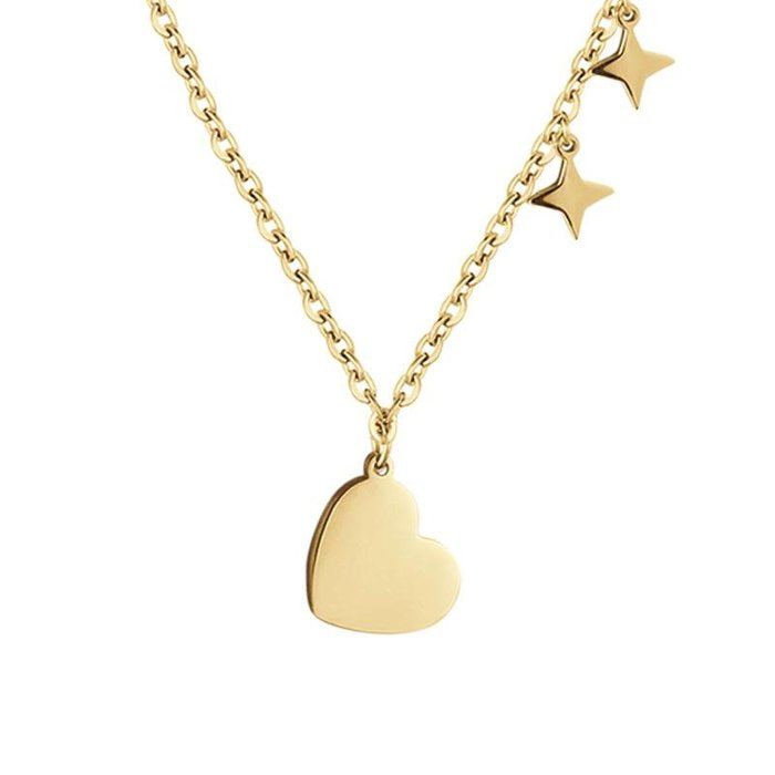 IP gold steel necklace with heart
