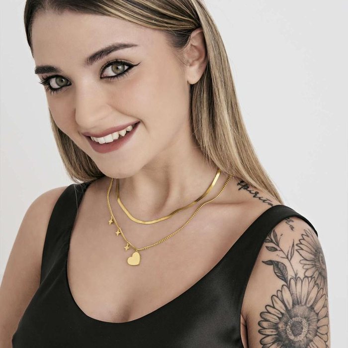 Collana in acciaio ip gold con cuore
