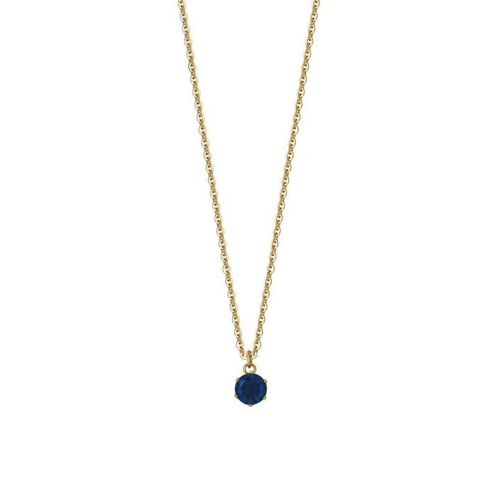 IP gold steel necklace with blue crystal