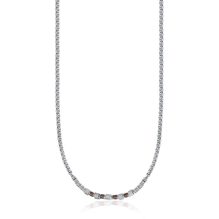 Steel Necklace With Brown IP Elements