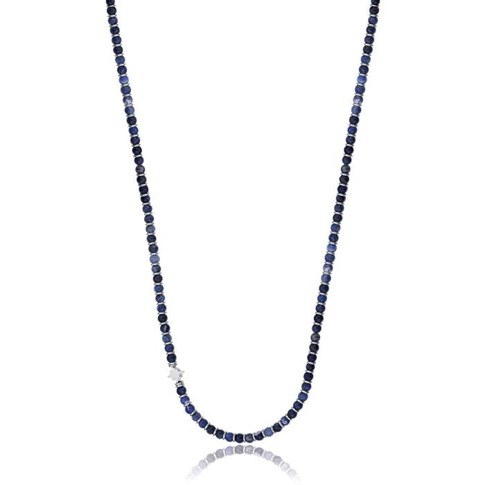 Collana In Acciaio Con Pietre Blu
