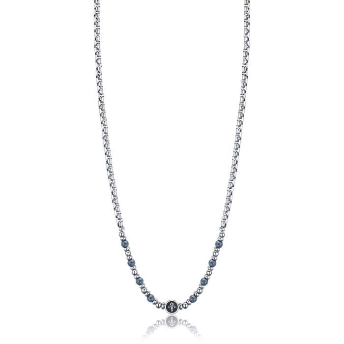Collier en acier avec lys et hématite grise