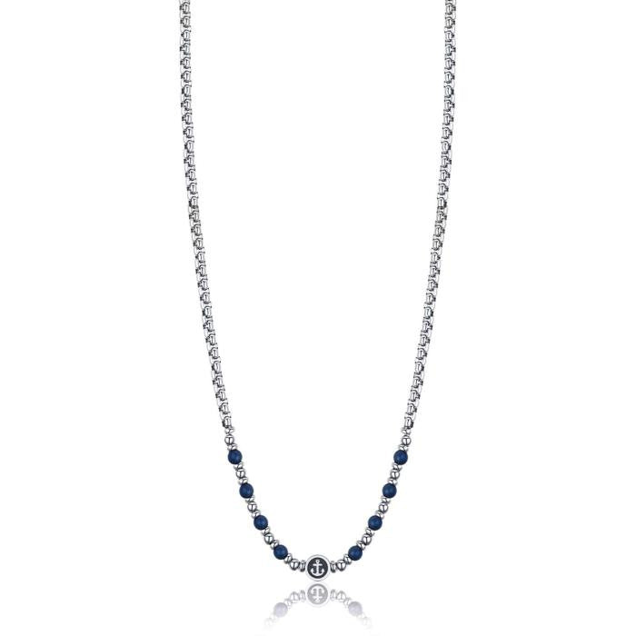 Collier en acier avec ancre et hématite bleue