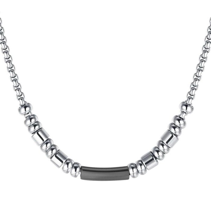 Collana in acciaio con elemento ip nero
