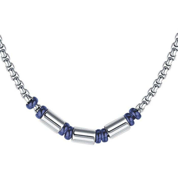 Collana in acciaio con elementi ip blu