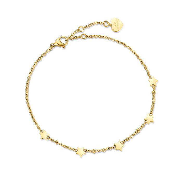 Bracelet de cheville en acier doré IP avec étoiles