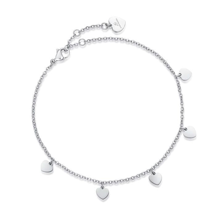 Bracelet de cheville en acier avec cœurs