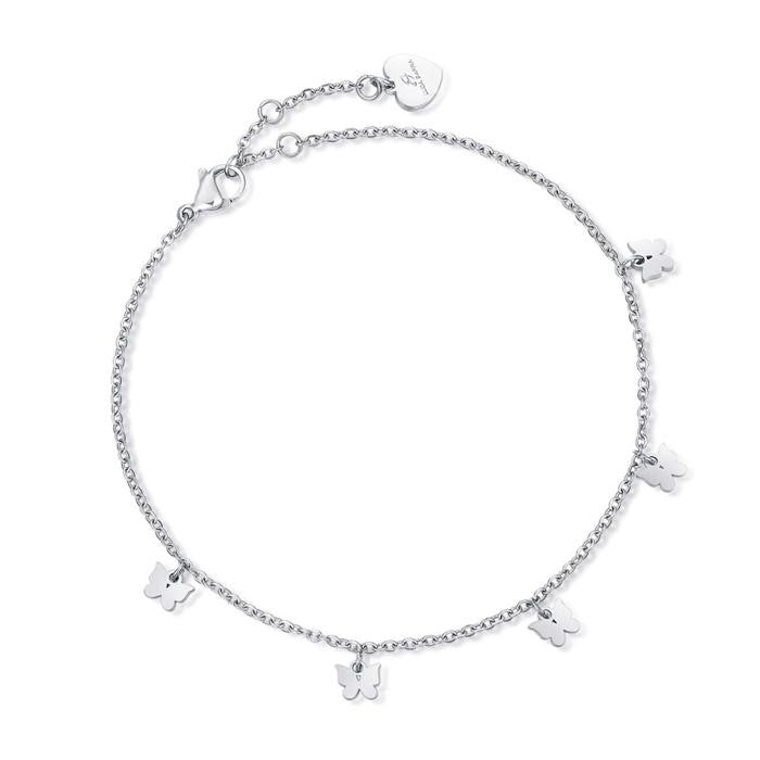 Bracelet de cheville en acier avec papillons