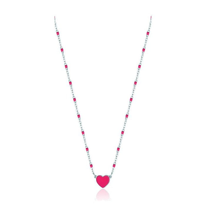Junior Steel Necklace with Red Enamel Heart