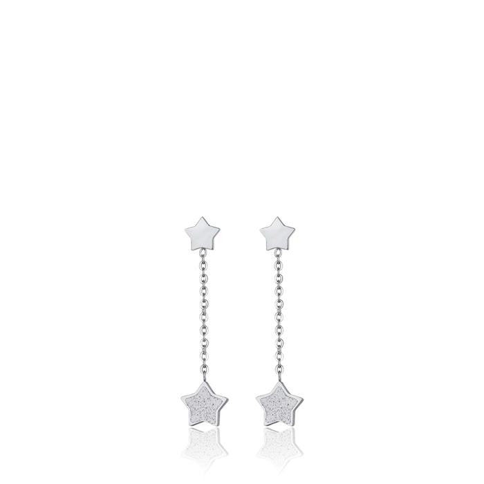 Orecchini In Acciaio Con Stelle Con Glitter Bianco