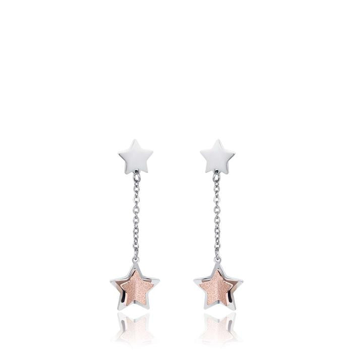 Orecchini In Acciaio Con Stelle E Glitter Ip Rose
