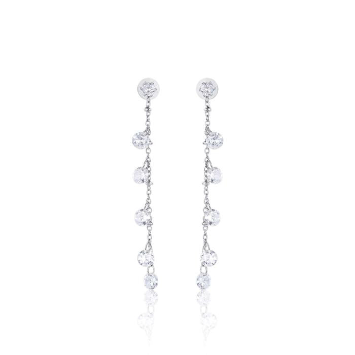 Steel Earrings With White Crystals