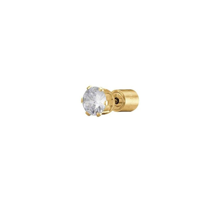 Mono orecchino in acciaio ip gold con cristallo bianco