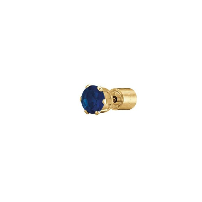 Mono orecchino in acciaio ip gold con cristallo blu