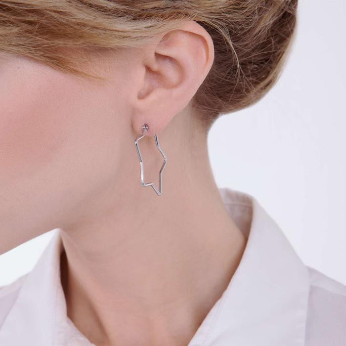Steel Star Earrings - Diameter 35mm