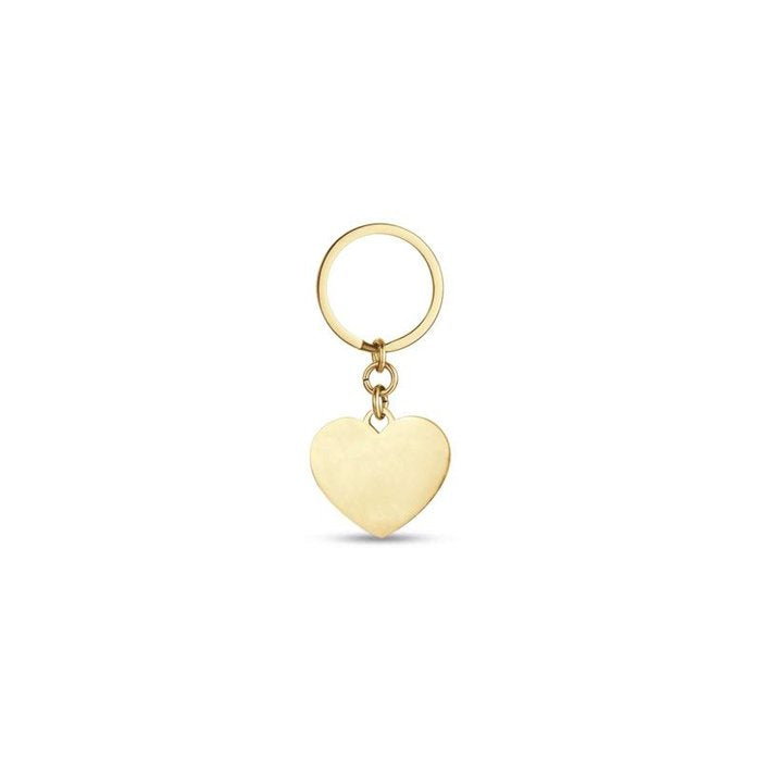 IP gold steel key ring with heart
