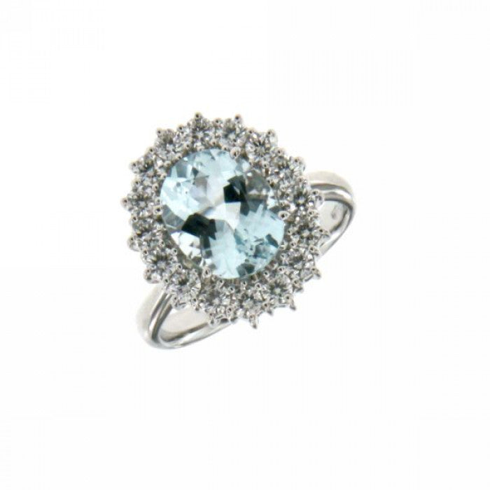 AQUAMARINE AND BR RING