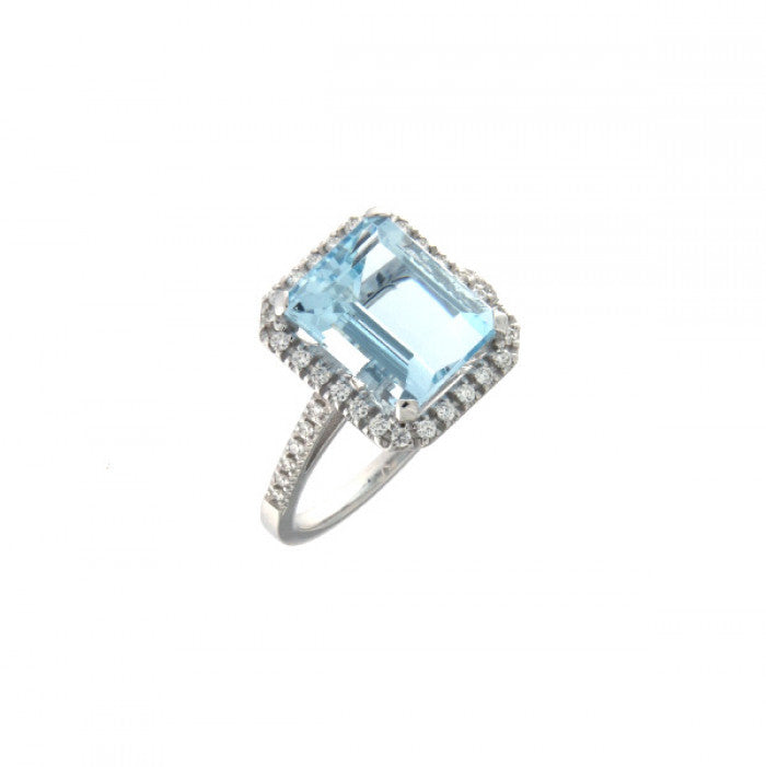 AQUAMARINE AND BR RING