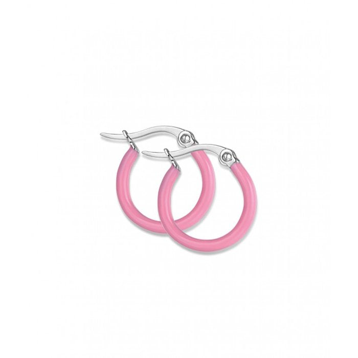 Orecchini cerchio smalto rosa