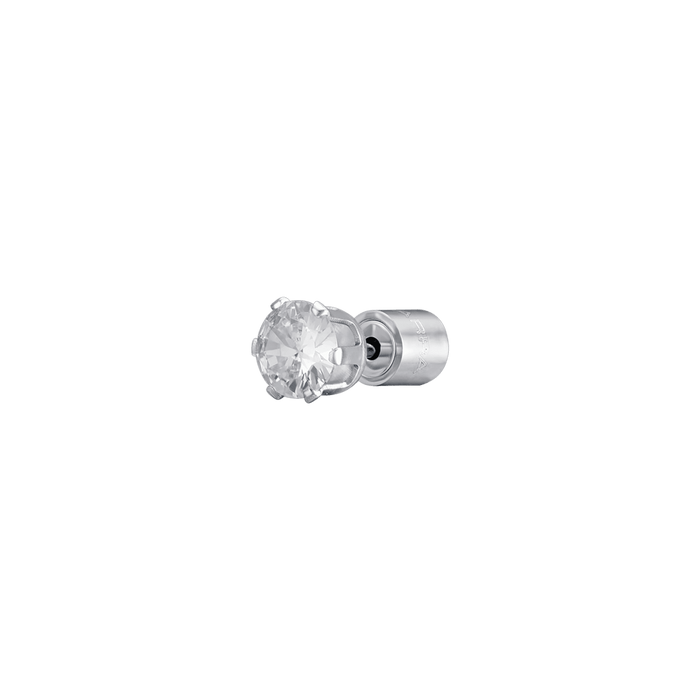 BOUCLE D'OREILLE UNIQUE POINT DE LUMIÈRE EN ACIER AVEC CRISTAL BLANC 3 MM