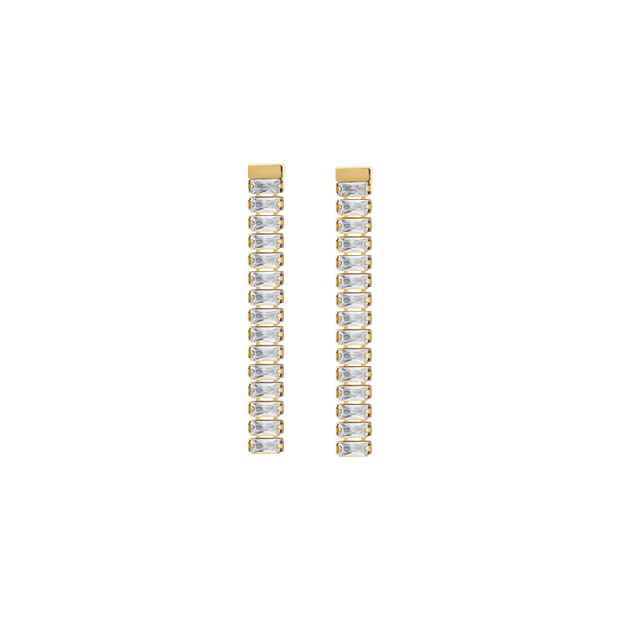 ORECCHINI DONNA IN ACCIAIO CON CRISTALLI BAGUETTE BIANCHI
